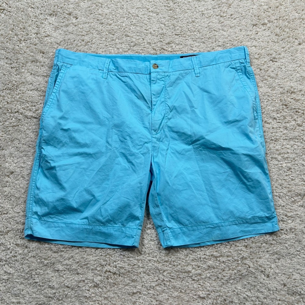 Polo Ralph Lauren Shorts 40 Cyan Blue Pima Cotton Chino Flat Front Mens